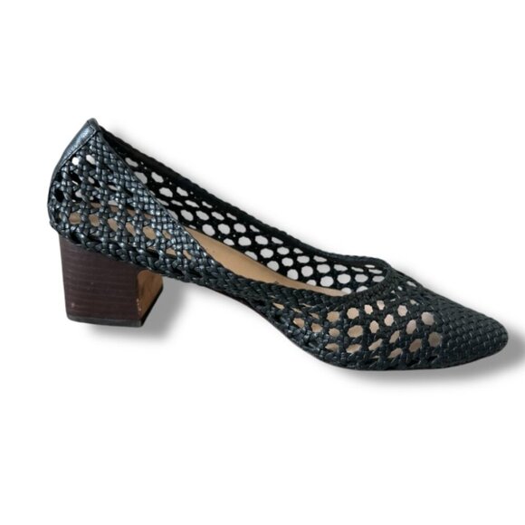 Loeffler Randall Imogene Black Woven Block-Heel Pumps Women's Size 9.5 Designer - Picture 7 of 13